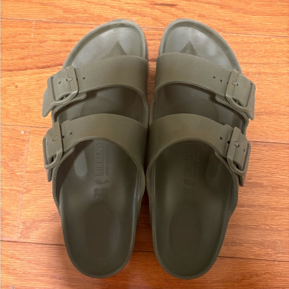 Birkenstock Olive Green Two-Strap Slide